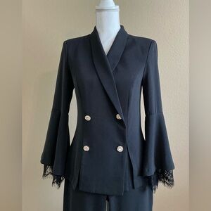 VENUS Black Double-Breasted Pantsuit